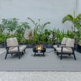 thumbnail image 3 of LeisureMod Walbrooke Modern Aluminum 5-Piece Patio Conversation Set with Outdoor Round Fire Pit Table with Slats Design & Side Table Tank Holder And Beige Cushions, 3 of 19