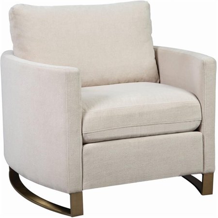 Pemberly Row Contemporary Upholstered Arched Arms Chair in Beige