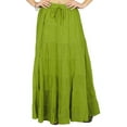 thumbnail image 1 of Phagun Jupe Maxi d'Été à Motif Ethnique pour Femme, Vert Olive, 20, 1 of 1