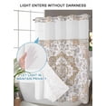 thumbnail image 6 of No Hook Shower Curtain with Snap-in Liner, Brown Boho Waterproof Fabric Bathroom Curtains, Vintage Abstract Art Floral Ethnic Tribe Bath Curtains & Mesh Top Window 72"x96" Extra Long, 6 of 9