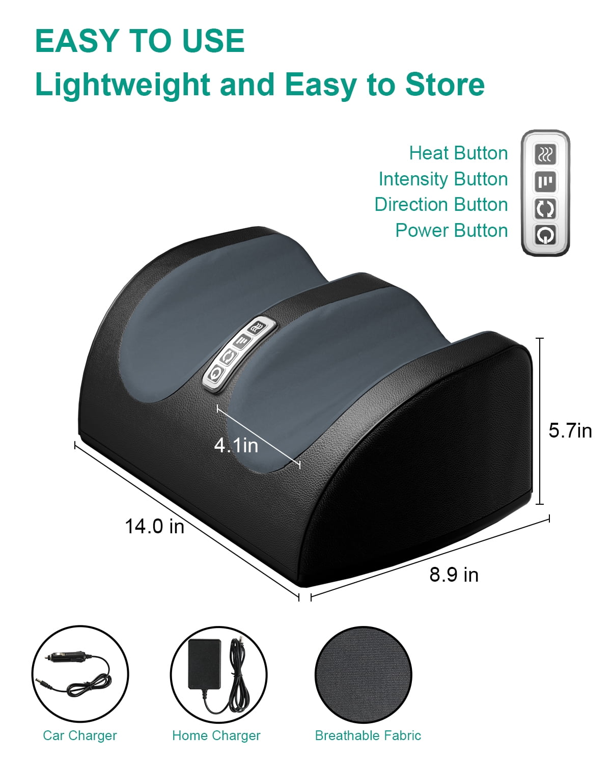 LAOBEN Shiatsu Foot Massager with Heat,  Deep Kneading Foot and Calf Massager , Gifts for Women & Men