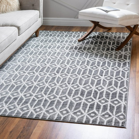 Unique Loom Matrix Trellis Collection Area Rug - Diamonds (9' x 12' 2" Rectangle Gray/Ivory)