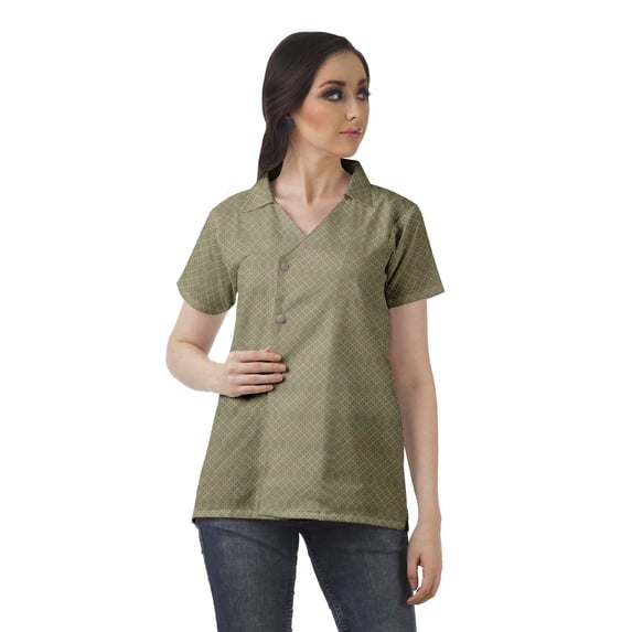 Moomaya Womens Wrap Style Shirt Tunic Cotton Casual Button Down Classic Collar Top