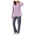 thumbnail image 2 of BONIXOOM Christmas Pajamas For Family Girls Christmas Pajamas Sleepwear Drawstring Long Sleeve Solid Sleepwear Sets Purple XXL, 2 of 9