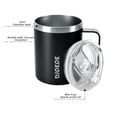 thumbnail image 2 of BJPKPK 2 tazas de café aisladas, taza de café aislada de 14 oz con tapa, taza de café aislada de acero inoxidable con tapa a prueba de salpicaduras, color negro, 2 of 5