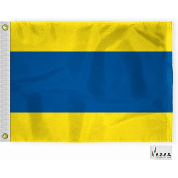AGAS Delta Code D Marine Signal Flag - Printed 200D Nylon - Canvas Header - Brass Grommets - Colorfast & Stitched Edges - Nautical Boat Flag - Naval Code Signal Flag.