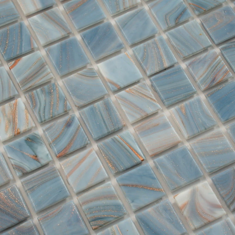 Celestial 12 in. x 12 in. Glossy Manatee Blue Glass Mosaic Wall and Floor Tile (20 sq. ft./case) (20-pack)