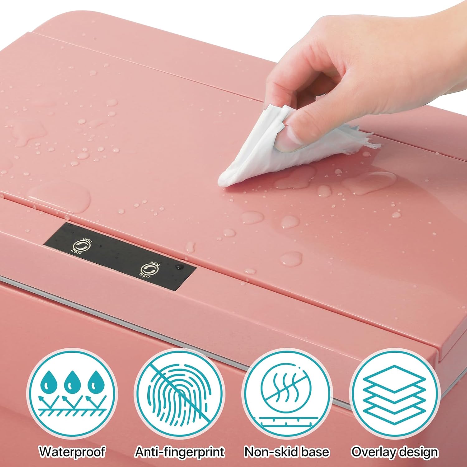 Dkelincs 13 Gallon Kitchen Trash can with Lid, Plastic PP Automatic Sensor Touchless Garbage Can, Pink(3 Pack)