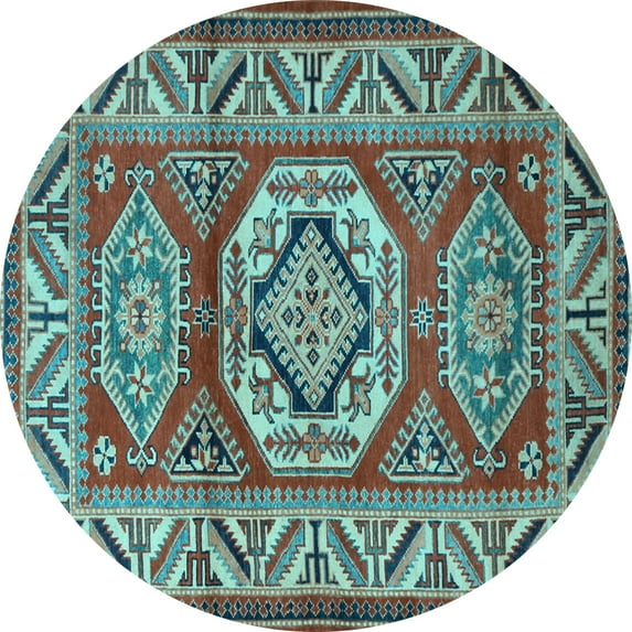 Ahgly Company Indoor Round Persian Light Blue Traditional Area Rugs, 3' Round