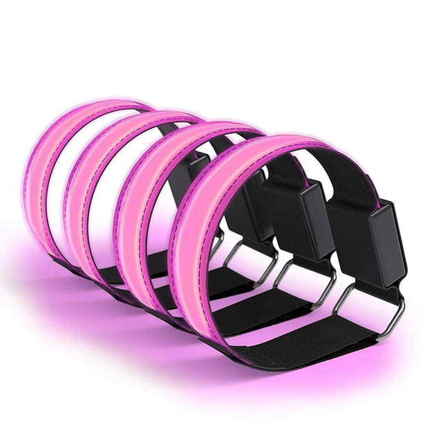 4 Uds. Brazaletes luminosos, pulseras de banda reflectante USB para correr al aire libre,correr,rosa NikouMX Deportes