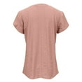 thumbnail image 5 of Tittly Womens T Shirts Womens Graphic Tees Short Sleeve Shirts for Women Casual Women's Summer Pullover Sweaters 2025 V Neck Short Sleeve Shirts Cable Knit Lightweight Tunic Pink, 5 of 9