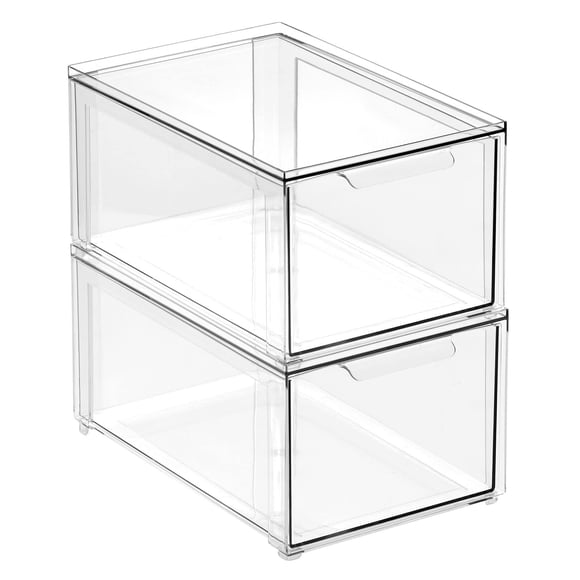 mDesign Plastic Closet Organizer Bin w/Pull Out Drawer - Stackable Storage for Closet - Organization for Shoes, Clothes, Bags, To