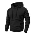 thumbnail image 2 of LNZGNM Mens Hooded Sweatshirts Athletic Work Drop Shoudler Drawstring Hoodies Pullover Sweatshirts Long Sleeve Shirts,Black(L), 2 of 4