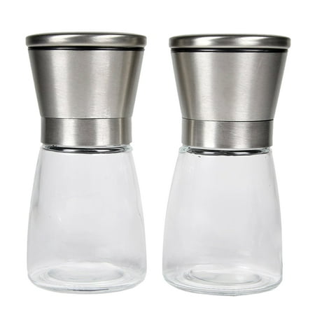 

2pcs Stainless Steel Pepper Grinder Manual Pepper Cruchser Hand Crank Spice Herb Mill