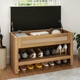 thumbnail image 2 of Dextrus Shoe Bench with Lift Top Hidden Storage, Rattan Entryway Bench Shoe Rack Organizer Unit, 2 of 10