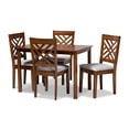 thumbnail image 2 of Baxton Studio Caron Modern and Contemporary Grey Fabric Upholstered Walnut Brown Finished Wood 5-Piece Dining Set, 2 of 7