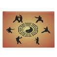 thumbnail image 1 of Kung Fu Cutting Board, Silhouettes of Karate Poses and Yin Yang Center, Decorative Tempered Glass Cutting and Serving Board, in 3 Sizes, by Ambesonne, 1 of 2