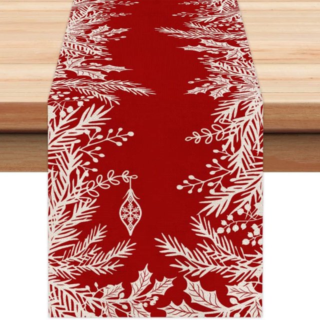 Merry Christmas Cotton Linen Table Runner Dresser Scarves Winter Snow Xmas Tree Snowman Snowflake Table Runners For Dinning Table Kitchen Decor Holiday Dinner