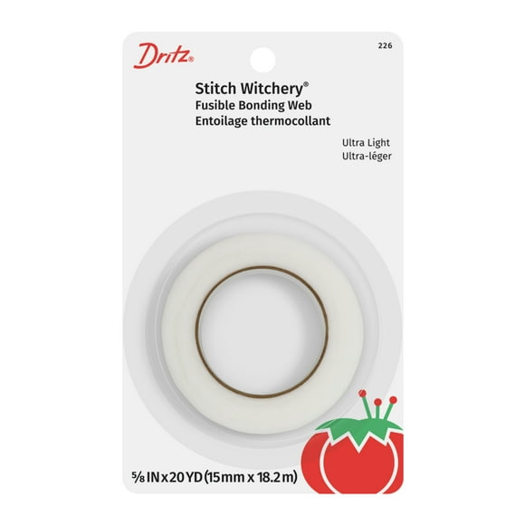 Dritz Stitch Witchery Fusible Bonding Web, 5/8" X 20-Yards, Ultra-Light Weight, 1 Roll, White