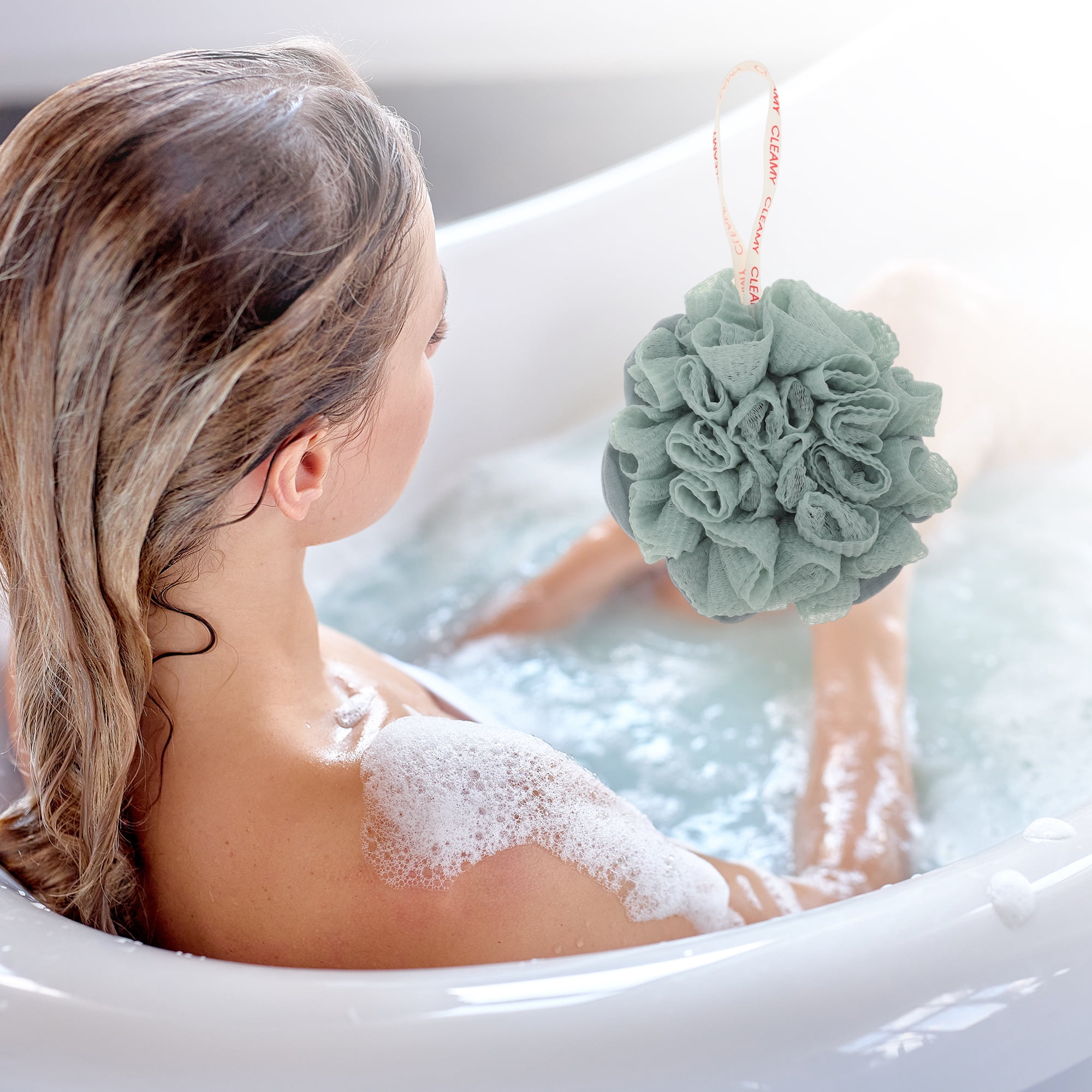 Unique Bargains Bath Shower Sponge 5.91"x5.12" 1 Pc Blue