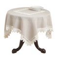 thumbnail image 2 of SARO 9212.T54S 54 in. Square Lace Trimmed Table Topper - Taupe, 2 of 3