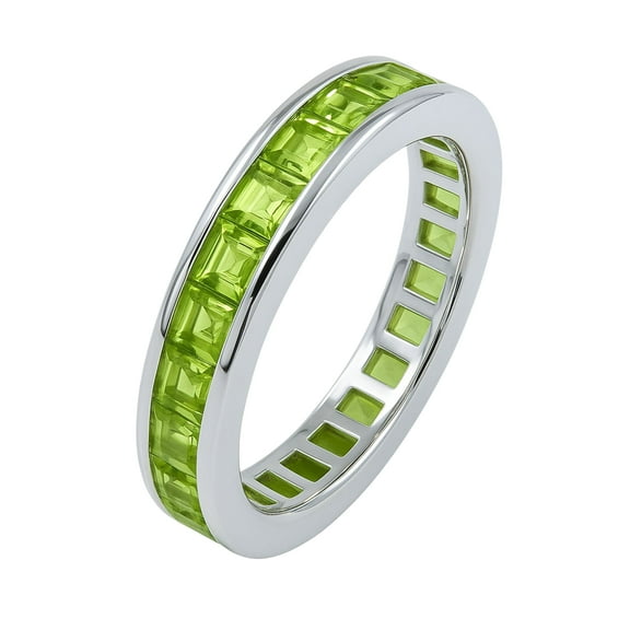 Tibetan Silver Natural Peridot Band Ring 925 Sterling Silver Jewelry for Men & Women Size 7
