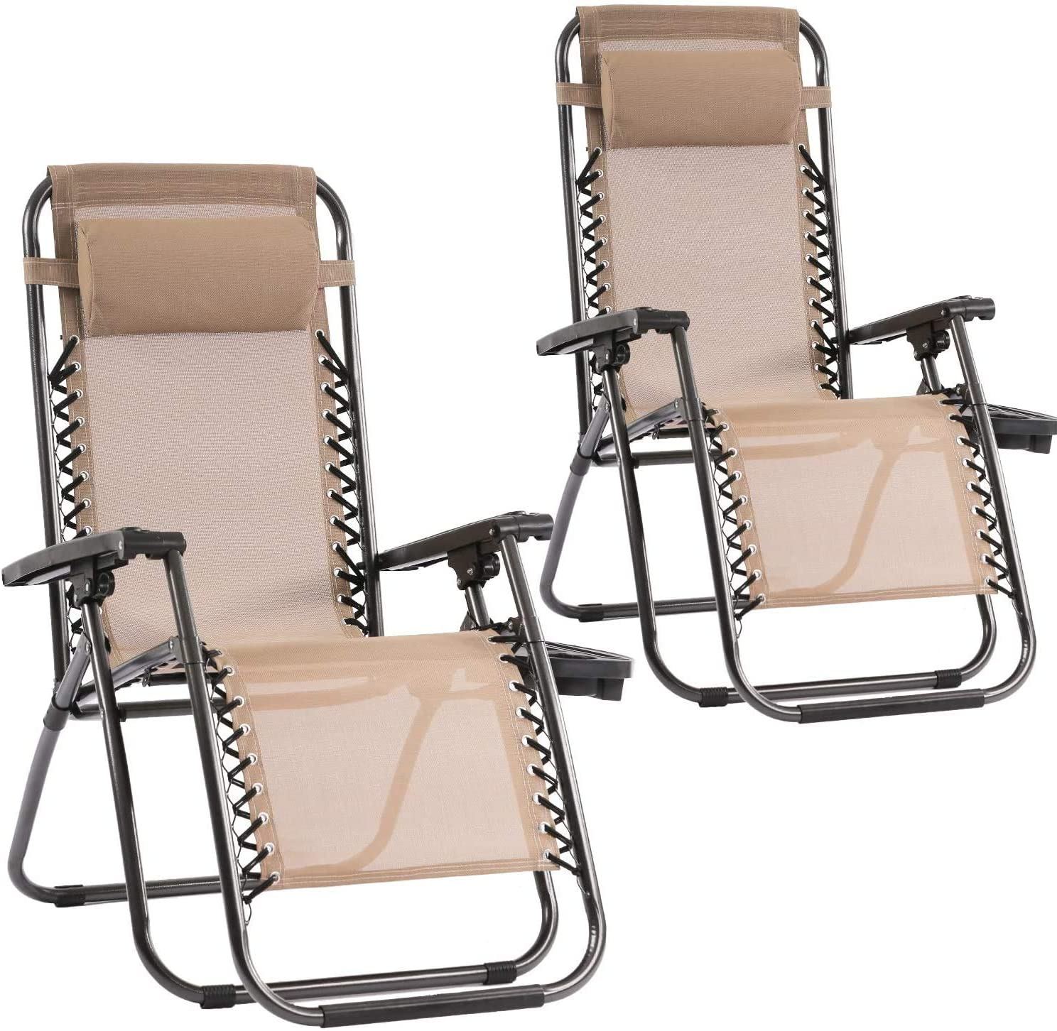 YRLLENSDAN Outdoor Zero Gravity Folding Chair 2 Pack, Portable Lounge