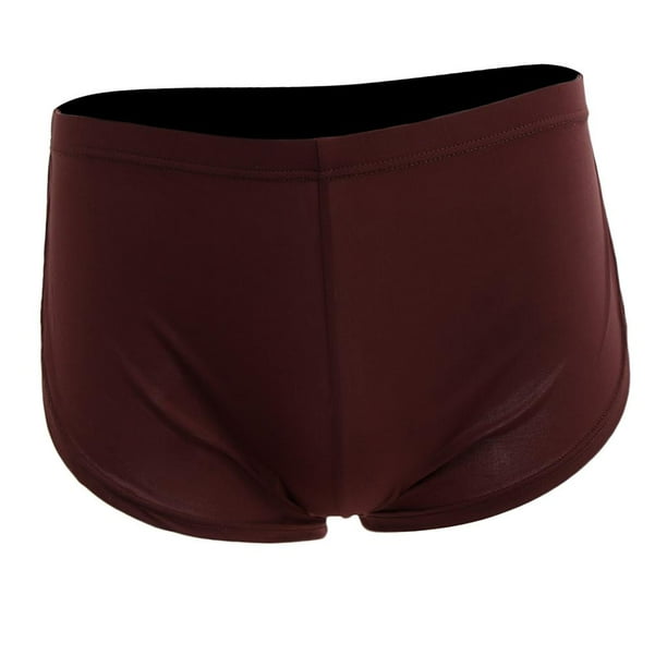 Calzoncillos boxer para hombre de moda pijamas ropa interior con abertura lateral calzoncillos de cintura baja ropa de dormir cafe soledad ropa