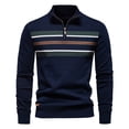 thumbnail image 3 of GigrtiJin Pull à Quart de Zip pour Hommes Manches Longues Col Montant Pull Rayé Mode Décontracté Confortable, 3 of 5