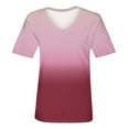 thumbnail image 5 of Tshirts Women Trendy Women's V-neck Short-sleeved Fashionable Gradient Printed Top, 5 of 5