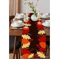 thumbnail image 4 of Fall Maple Leaf Burlap-Cotton Table Runner 36 Inches Long,Red Orange Botanical Farmhouse Farmhouse Table Runners,Outdoor Dining Tablecloths Decor for Baby Shower Party Wedding 13x36, 4 of 9