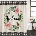 thumbnail image 3 of Shower Curtain Bathroom Set Farm Watercolor Flower Leaves Bird Waterproof Fabric Shower Curtains with Grommets&Hooks, Black Buffalo Burlap Linen Privacy Bath Curtain for Bathtub 36x72in, 3 of 9