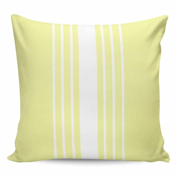 Throw Pillow Covers 20x20 Inch, Yellow White Stripe Decorative Pillow Cases for Couch Sofa Bed, Modern Rustic Vertical Striped Cotton Linen Square Home Decor Pillowcases with Hidden Zipper
