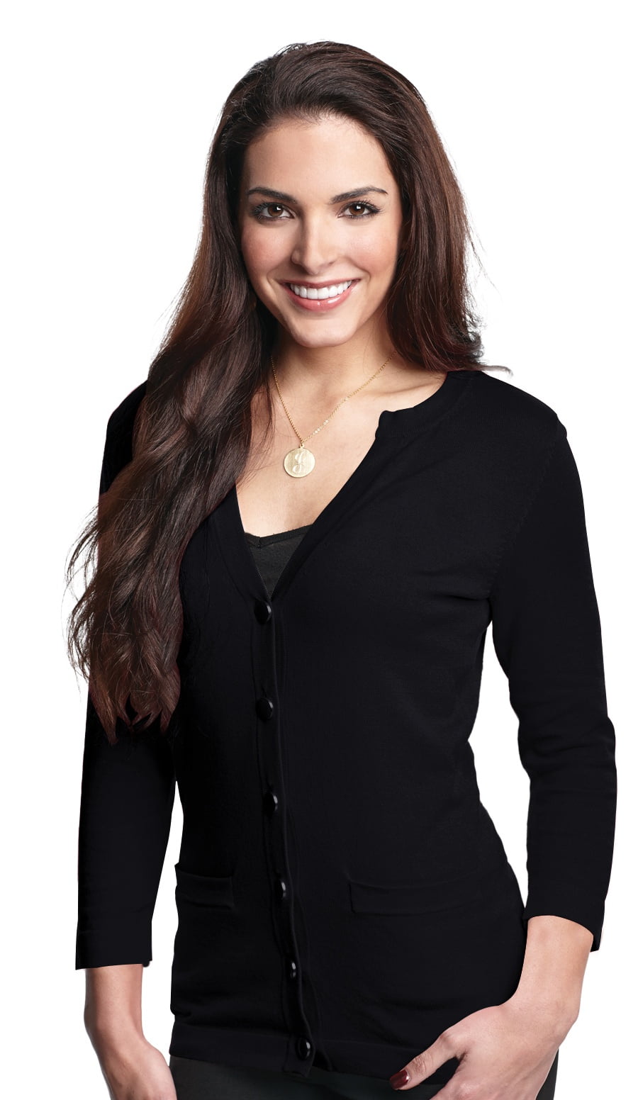 TriMountain Lilac Bloom Isabella LB929 Cardigan Sweater, Large, Black