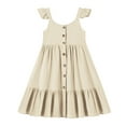 thumbnail image 4 of OSOLU Toddler Sleeveless Casual Little Girl Button Down Blouse Ruffled Dress(1 6Years) Stylish Dailywear, 5-6Years, 4 of 5