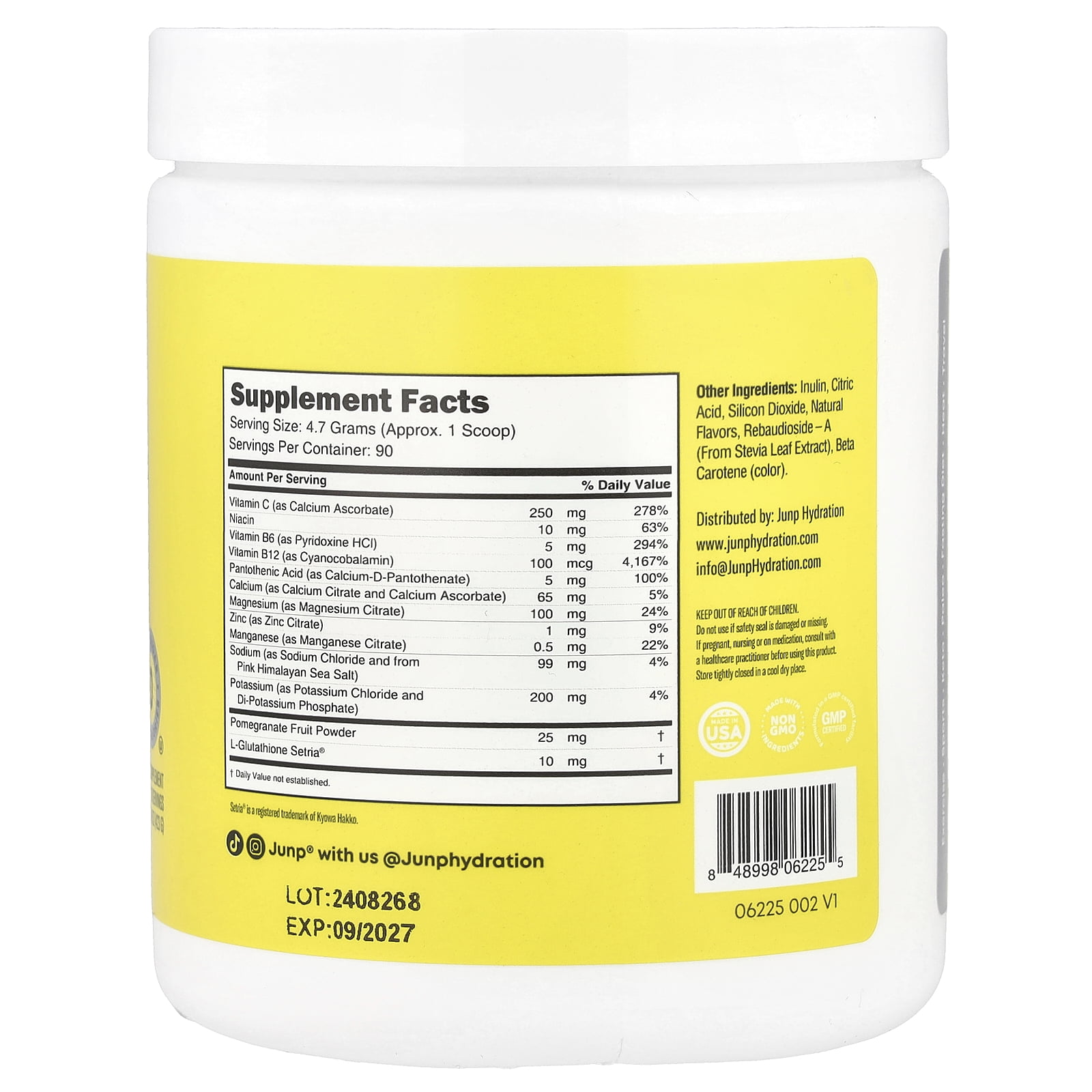 JUNP Hydration Electrolyte Powder Mix, Lemonade, 14.9 oz (423 g)