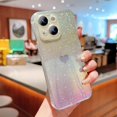thumbnail image 6 of Compatible with iPhone 15 6.1" Gradient Bling Glitter Clear Case, Cute Heart Laser Holographic Case with Camera Lens Cover Protector Soft Shockproof Phone Cover for Women Girls (Purple Heart), 6 of 6