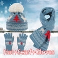 thumbnail image 2 of ASFGIMUJ Christmas Womens Winter Warm Sets Knitting Hat Gloves Scarf Three Piece Thick Wool Hat, 2 of 9