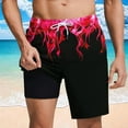 thumbnail image 2 of Men Shorts Plus Size Flame Graphic Printed Elastic Waist Comfy Loose Summer Beach Pants with Pocekt Watermelon Red M, 2 of 6