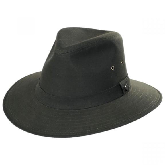 Cotton Oilcloth Safari Fedora Hat - Olive Green - XXL - Olive Green