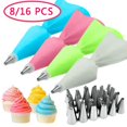thumbnail image 1 of 8pcs/16pcs, Pipping Bags And Tips Set, Including Reusable Silicone Pastry Bag, Stainless Steel Pastry Tips Set And Coupler, Baking Tools, Kitchen Gadgets, Kitchen Accessories, Home Kitchen Items, 1 of 5