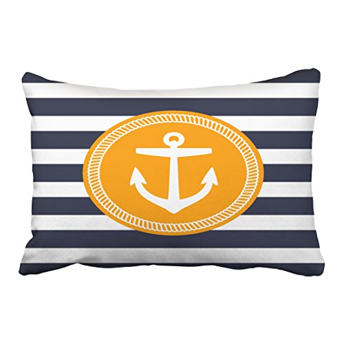 Winhome Rectangl Throw Pillow Covers Retro Navy And Orange