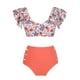 thumbnail image 4 of Traje de baño de bikini con borde de hoja de loto dividido, cintura alta sexy de verano, 4 of 6