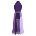 thumbnail image 2 of Xnihocha Kids Girls Lyrical Ballet Leotard Dresses Chiffon Flowy Maxi Tutu Skirt Ballerina Dance Dress Purple 6, 2 of 3