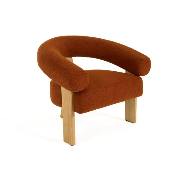 Modrest Nocona - Modern Rust Fabric   Wood Accent Chair