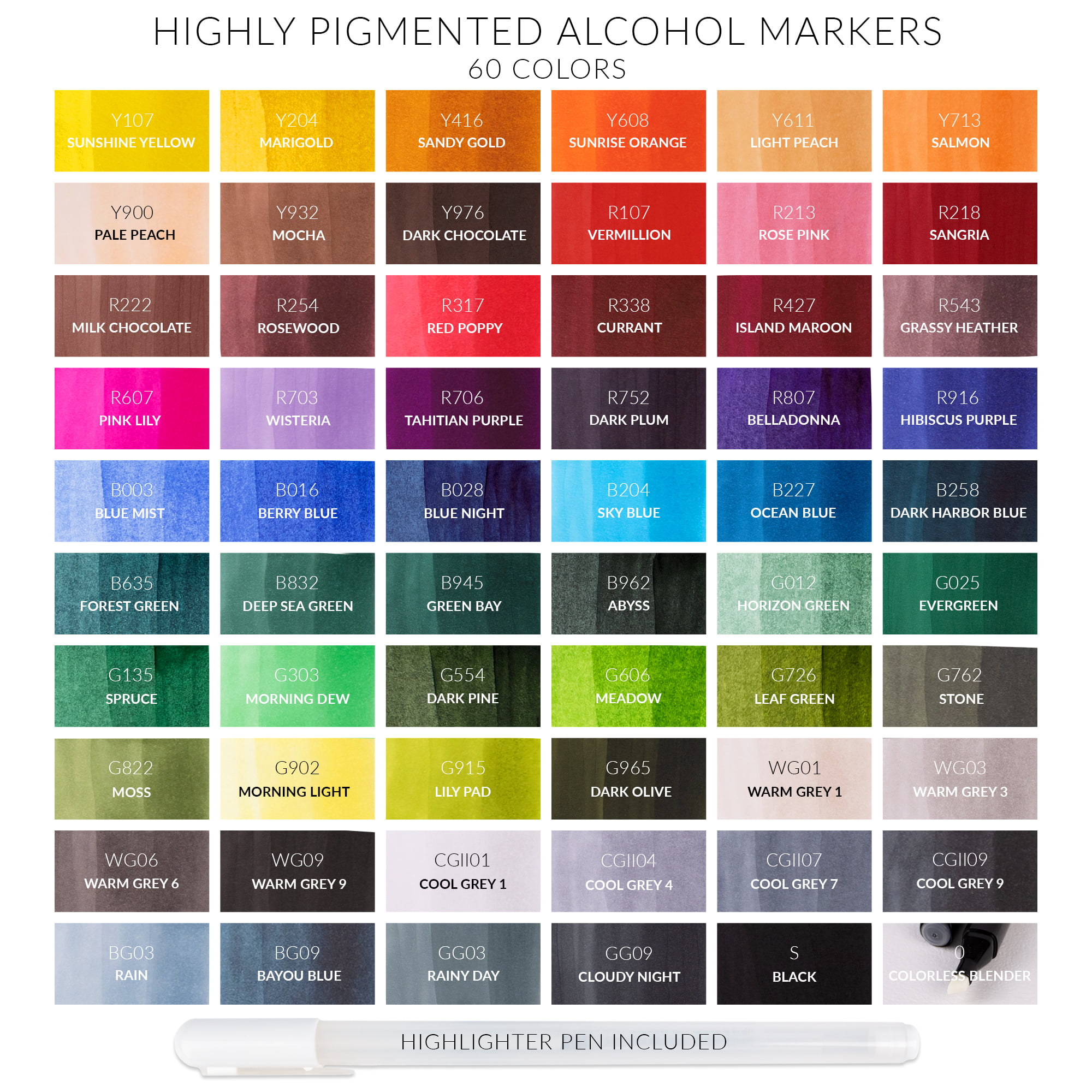 WA Portman Prima Professional Alcohol Markers Set - 60-pc Chisel and Fine  Point Dual Tip Alcohol Markers - Alcohol Marker Set - Alcohol Ink Markers