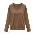 thumbnail image 4 of jjayotai Womens Long Sleeve Shirts V Neck Basic Tee Tops Dressy Casual Business Work Blouses Fall Outfits, 4 of 6
