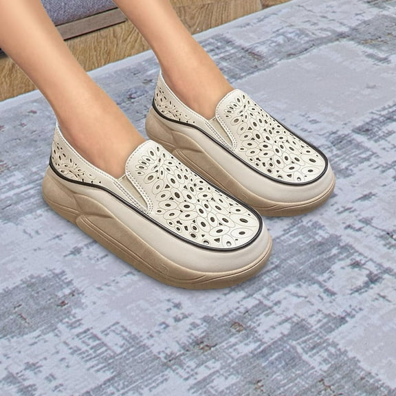 Women's Platform Sneakers Slip on Soft Casual Shoes for Jogging Workout Work 35