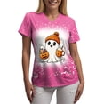thumbnail image 6 of Leey-World Halloween T Shirts for Women Scrub Tops for Women Plus Size Stretch V Neck Short Sleeve Nursing Scrub Shirts Lightweight Medical Uniform(Pink,XL), 6 of 6