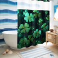 thumbnail image 5 of No Hook Shower Curtain, St. Patrick's Day Shower Curtains for Bathroom with See Through Top Window, Spring Green Clovers Botanical Herbs Waterproof & Washable Bath Curtain Extra Long 72"x84", 5 of 9